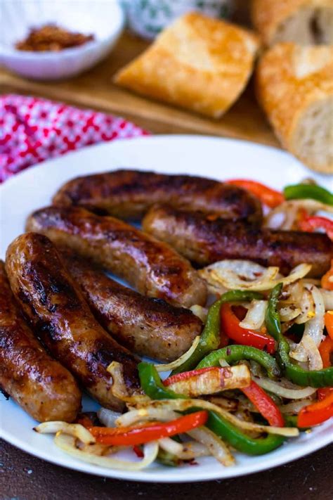 grilled sausage peppers and onions.
